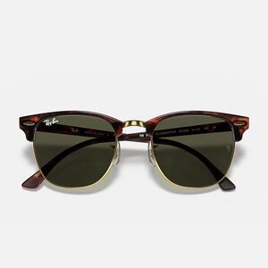 Ray-Ban RB 3016 W0366 Tortoise Clubmaster Classic Sunglasses Green Lenses